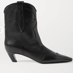 Khaite Dallas Womens Boots Black Leather Western Size 37